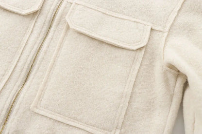 TRZA-Kurzjacke mit Taschen für Damen, Langarmmantel, Reißverschluss vorne, Damenoberbekleidung, schicke Oberteile, Mode.