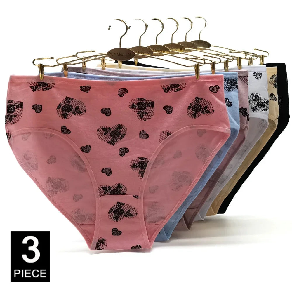 Panties Plus Size Cotton Underwear Women Briefs Woman Knickers Lady Lingerie Girl intimate Large 3 Pieces/Lot.