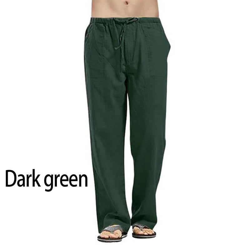 Fashion Mens Linen Wide Pants Korean Trousers Oversize Sports Streetwear Male Spring Yoga Pants Casual Men Clothing Sweatpants.