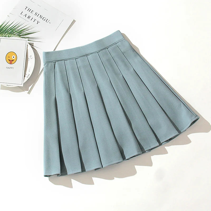 High Waist Pleated Kawaii Harajuku Skirts Women Girls Lolita A-line Sailor Large Size Preppy School Uniform.