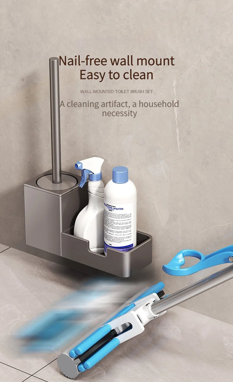 Kein Stanzen Badezimmer-Toilettenregal/Badezimmer-Wandbehang-Toilettenregal/Toilettenbürstenaufbewahrung