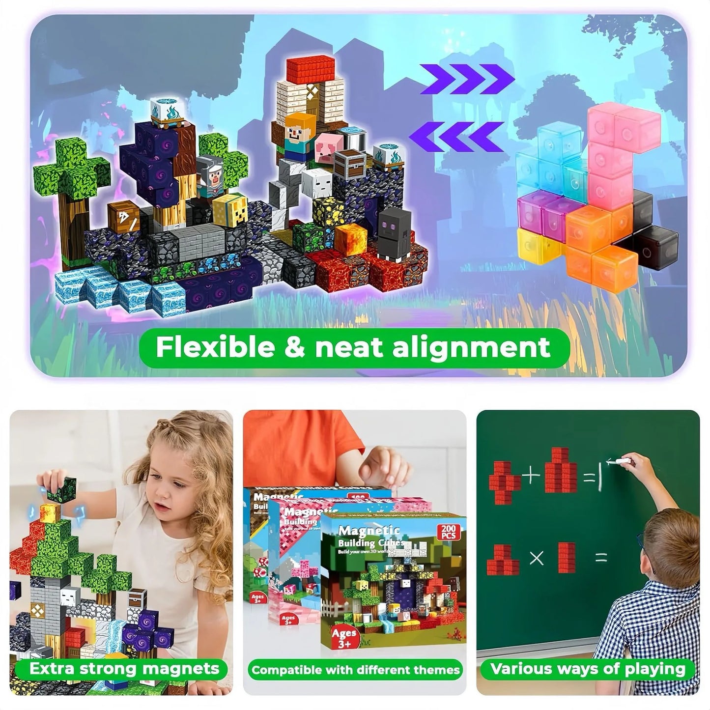 100-300pcs 2CM Magnetic blocks Cubes Set Toys Stem Montessori Stacking Cubes Construction Set Magnet blocks toys Christmas Gift.