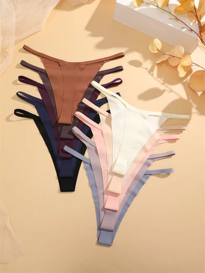 4PcsSet Seamless Ultra-thin Underwear Women Sexy Thin Belt Panties Female High Stretch Thongs Girls Breathable G-String Lingerie.