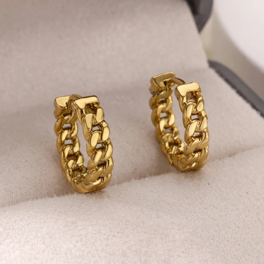Stainless Steel Chain Hoop Earrings For Women Gold Color Female Earring Fashion Wedding Ear Jewelry Brincos Gift 2024 New Trend.