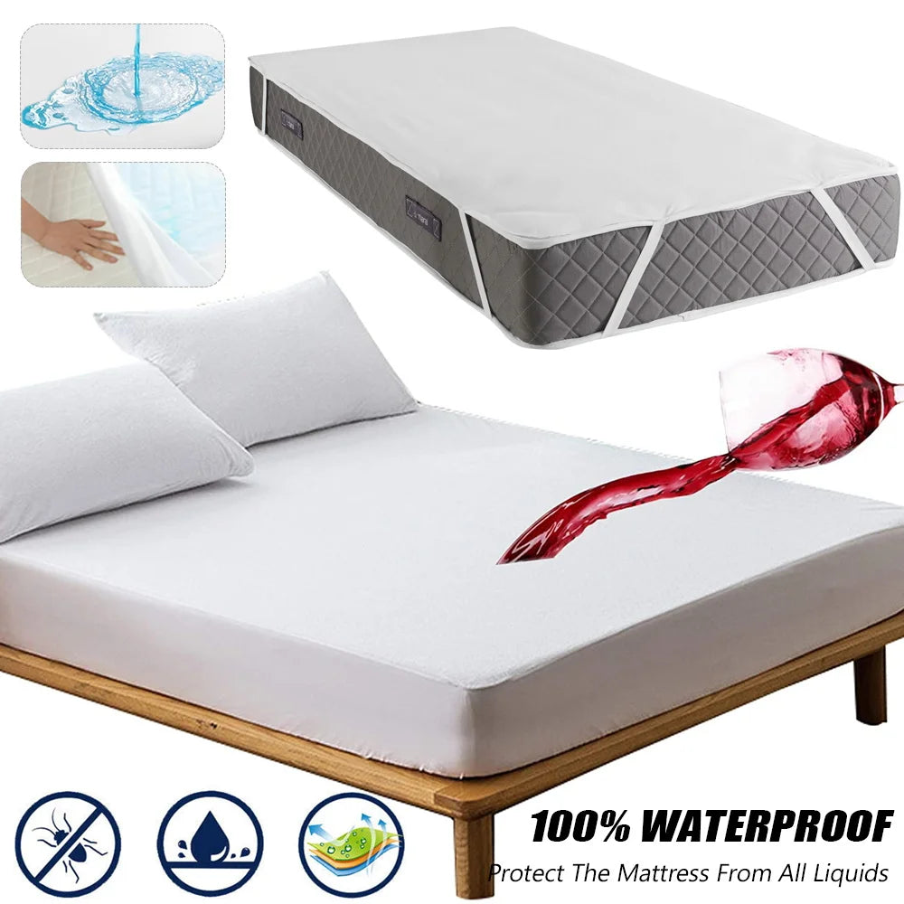 Waterproof Throw Mattress Cover Mattress Protector Covers  Pad Washable Mattress Bed Protector with Elastic Band Single/Double.
