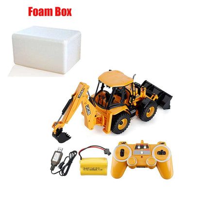 Double E E589 RC Excavator 1/20 2.4G 11CH Remote Control Cars Trucks Backhoe Loader Light Sound Construction Truck JCB Model