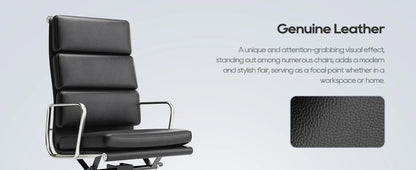 Verstellbarer Bürostuhl aus echtem Leder mit Lordosenstütze, Legierungsarmbasis, Chefsessel, ergonomische Schreibtisch-Computerstühle