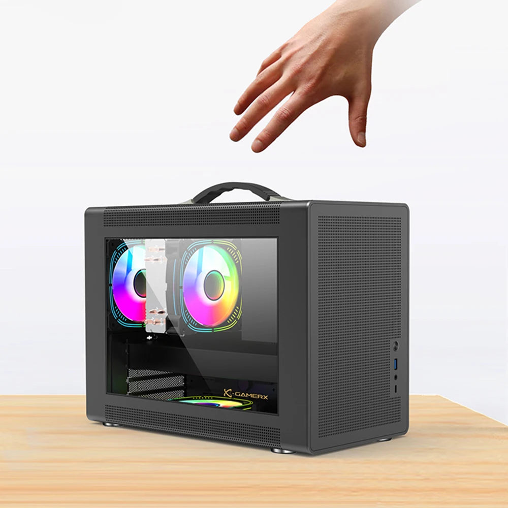 Power Train P60 Desktop MATX Case Handheld Portable Mesh Version PC Small Chassis Supports 350mm Graphics Card Type-C Interface.