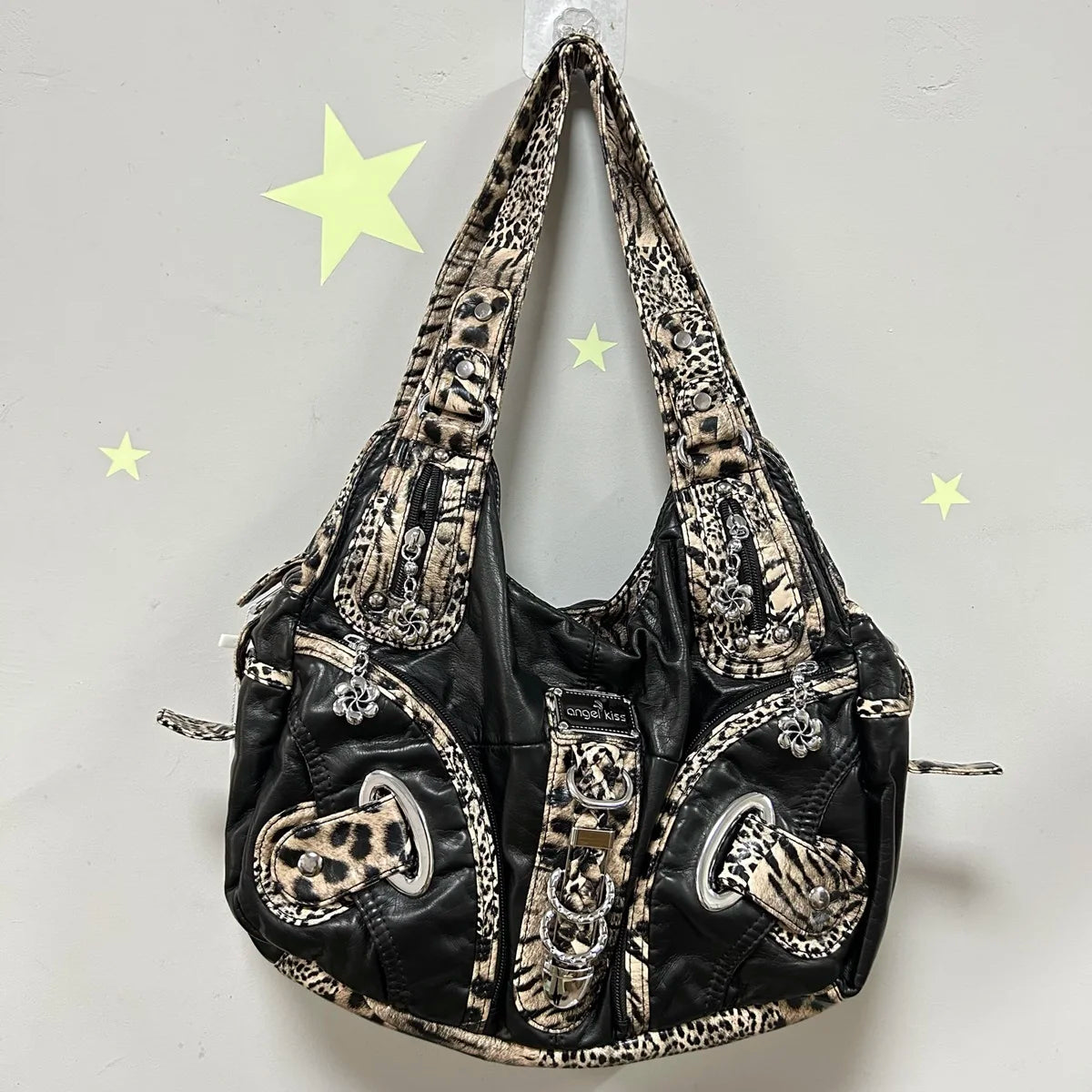 Angelkiss Women Handbags Leopard Shoulder Bag Top-handle Handbag Fashion Satchel Dumpling Shoulder Bag Tote Hobos Large Purse