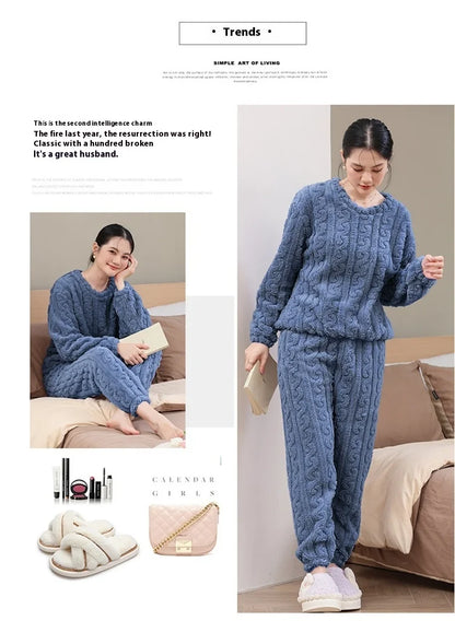Korallen Samt Neue Warme Pyjamas Homewear Anzug Japanische und Koreanische frauen Herbst und Winter Verdickte Lose Pyjamas Homewear Anzug.