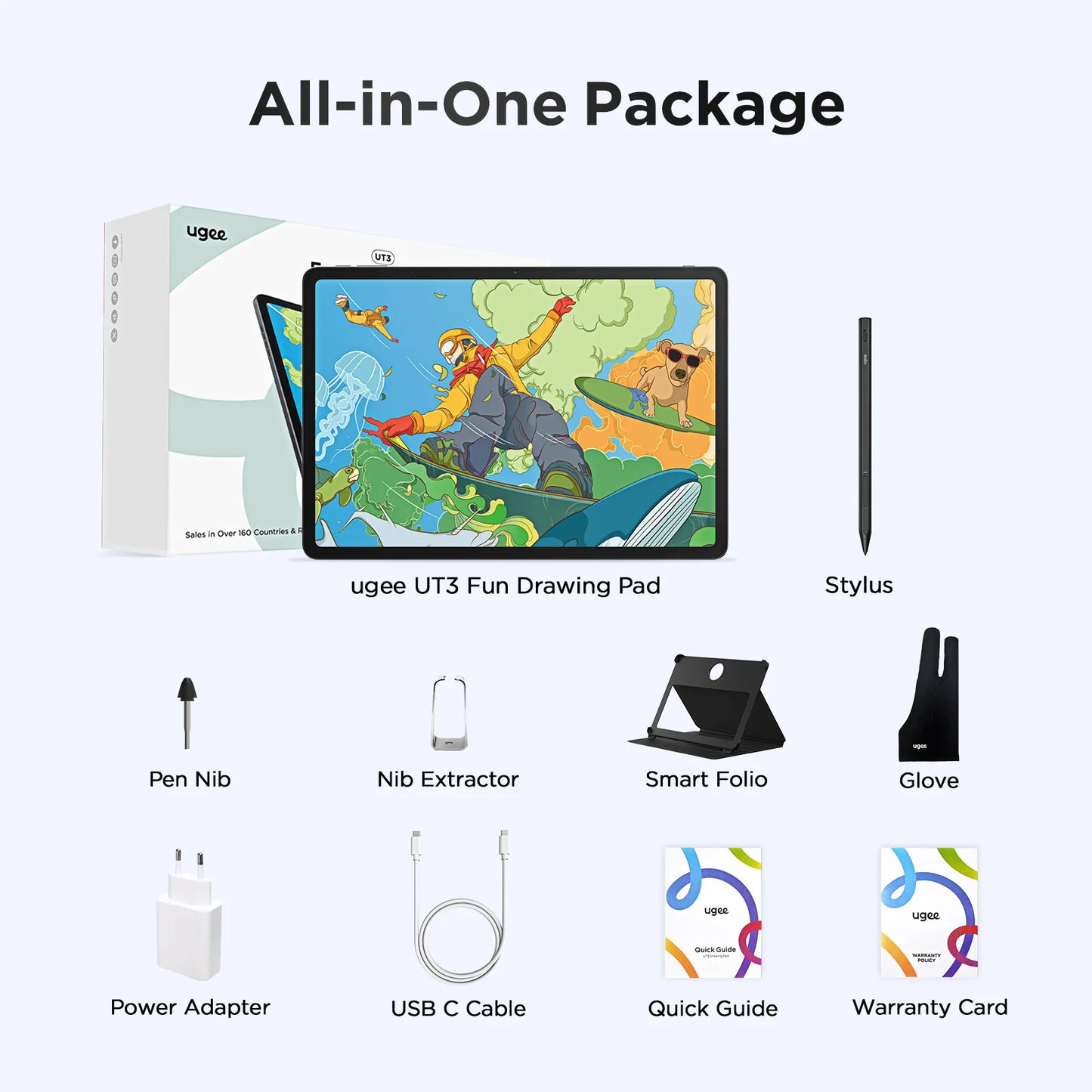 UGEE UT3 Fun Drawing Pad 14.25 inch 2400*1600 Resolution Android 14 System 60HZ Large Graphics Tablet Monitor 8GB+256GB.