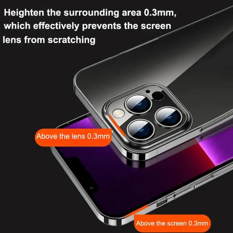 Ultra Thin PC Hard Crystal Clear Case For iPhone 17 16 15 14 Plus 13 12 11 Pro Max XR Glossy Transparent Camera Protection Cover.