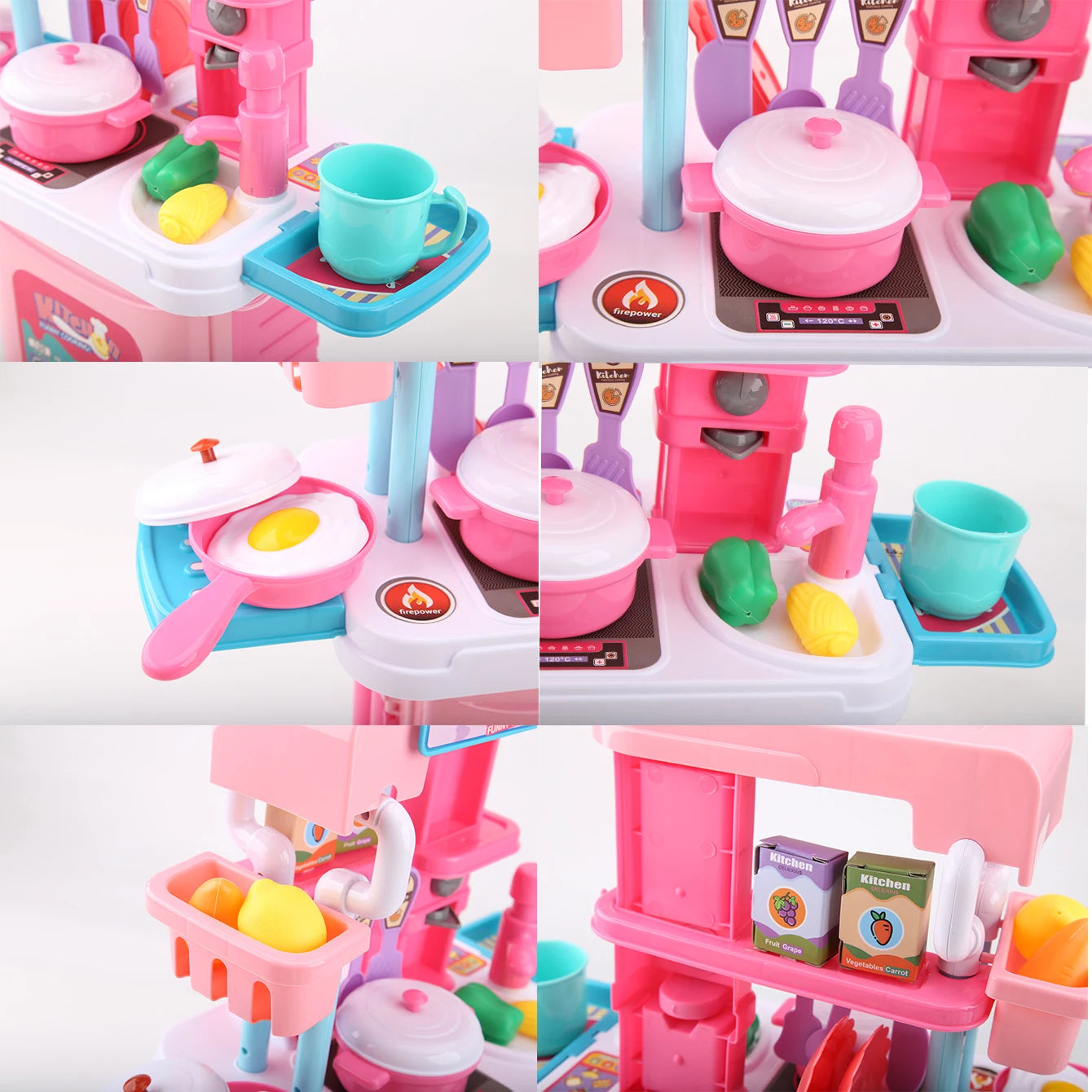 Mini 3-in-1 Kitchen Set Toy Kitchen Pretend Play Integrates Storage Boxes and Tableware Sets Portable Suitcase Cooking Kits Toys.
