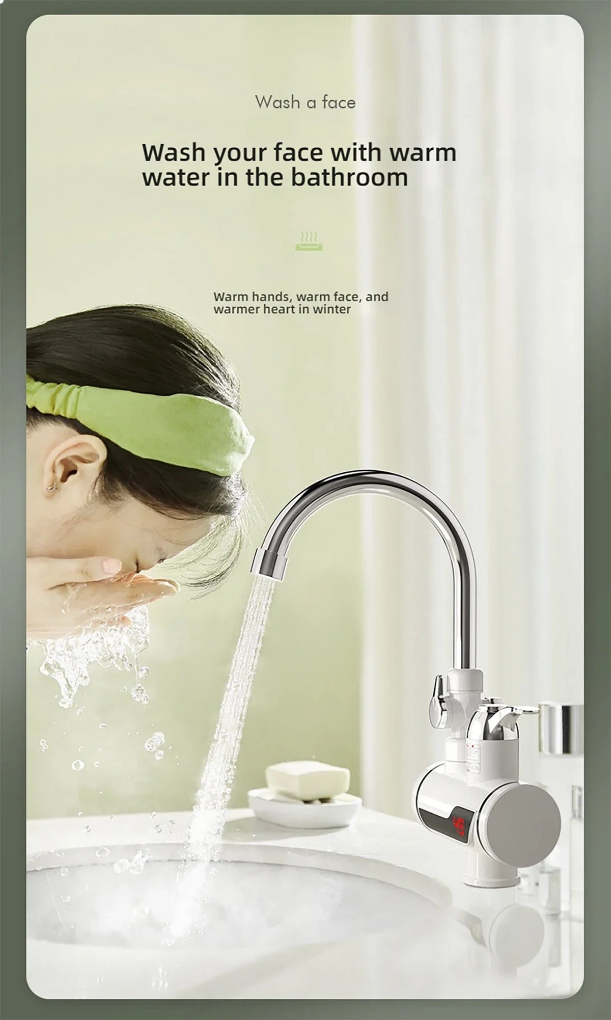 Electric Hot Cold Mixer Tap 3000W Instant Heating Faucet 360 Degree Rotation Fast Heating Tap Digital Kitchen Bathroom Supplies