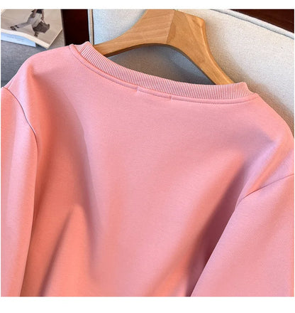 170kg plus size Damen büste Herbst Winter lose Rundhals ausschnitt Bär Sweatshirt Langarm lässig Top 6xl 7xl 8xl 9xl 10xl 11xl