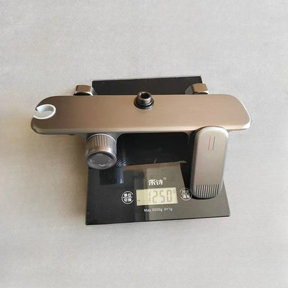 Grey/Chrome Brass Shower System Four Ways Water Outlet Bathroom Shower Faucet Set Rainlfall Hot Cold Bathroom Shower Set