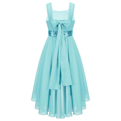 Kinder Blumenmädchenkleid Ärmellos Pailletten Hi-Low-Saum Abendkleid Elegantes Chiffon Prinzessin Geburtstag Formales Hochzeitskleid