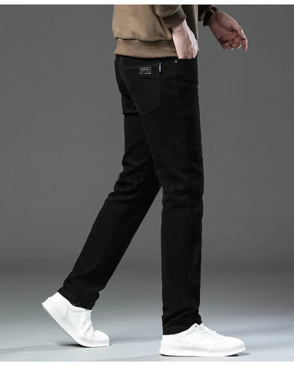Fashion Loose Straight Business Casual Stretch Denim Pants Male Brand Trousers 3 Colors Plus Size Mens Clothing Slim Jeans 28-44.