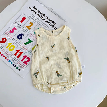 2023 neue Im Sommer Infant Neugeborene Baby Mädchen Jungen Falten Tuch Baumwolle Outfits Kinder Casual Overalls Kleinkind Bodys