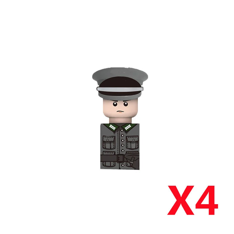 Military WWII Figure Building Blocks Accessories MP40 Rocket Launcher MG42 Officer Army Camouflage Soldier Pzf 98K Toy Gift N029