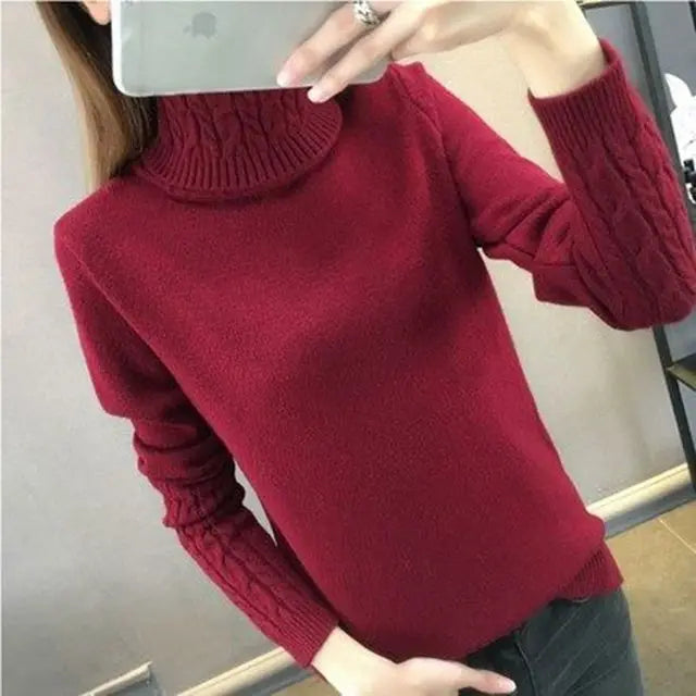 Frauen Pullover Rollkragen Pullover Herbst Winter Pullover Neue 2025, Lange Ärmel Dicke Warme Weibliche Pullover Khaki