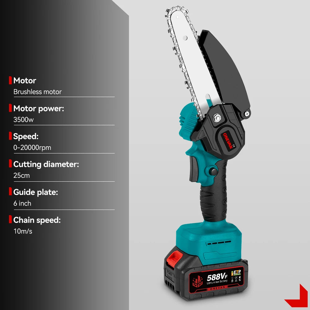 ONEVAN 3500 W Bürstenlose Teleskopstange Elektrische Kettensäge 3-IN-1 Hohe Zweig Schere Garten Beschneiden Werkzeug für ONEVAN 18 V Batterie