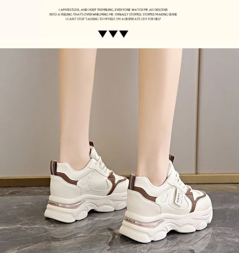 Women Thick Bottom Ultra-light Sneakers New Spring Autumn White Sports Shoes Casual Woman Comfort Breathable Running Shoes.