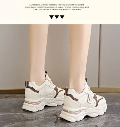 Women Thick Bottom Ultra-light Sneakers New Spring Autumn White Sports Shoes Casual Woman Comfort Breathable Running Shoes.