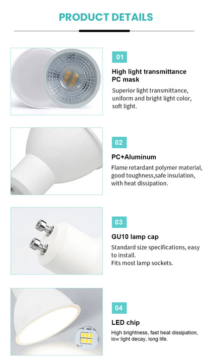 1-10PCS LED spot licht GU10 AC220V LED energiesparlampe 3W 6W 9W 12W LED Lampe Strahler Birne 38 Grad lampara für hause.