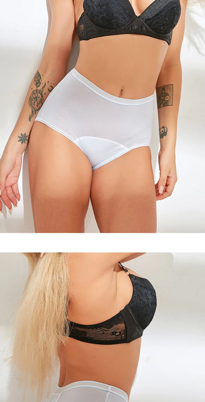 Women Menstrual Panties 5pcs High Waist Menstruation Underpants Leak Proof Period Briefs L-8XL Plus Size Physiological Briefs.