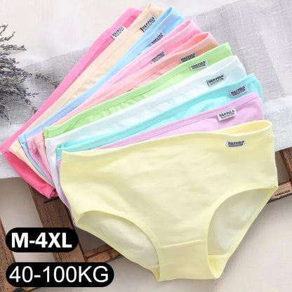 Plus Size Panties Women's Cotton Underwear Girls Briefs Solid Color Lingeries Shorts Comfortable Underpant For Woman 3XL/4XL.