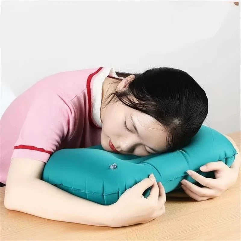 portable Inflatable Square Pillow Flocking travel neck pillow foldable waist pillow Comfortable Travel Camping Plane Pillow 1PC.