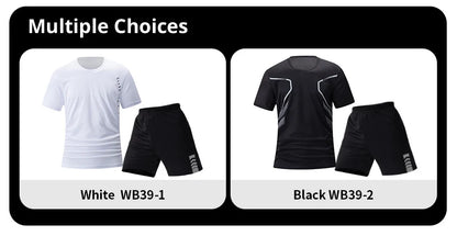 2/4/6 Pcs Plus Size Men's Quick-drying Short-sleeved Shorts Suit Men's Leisure Sports Running Fitness T-shirt Joker Shorts Teen.