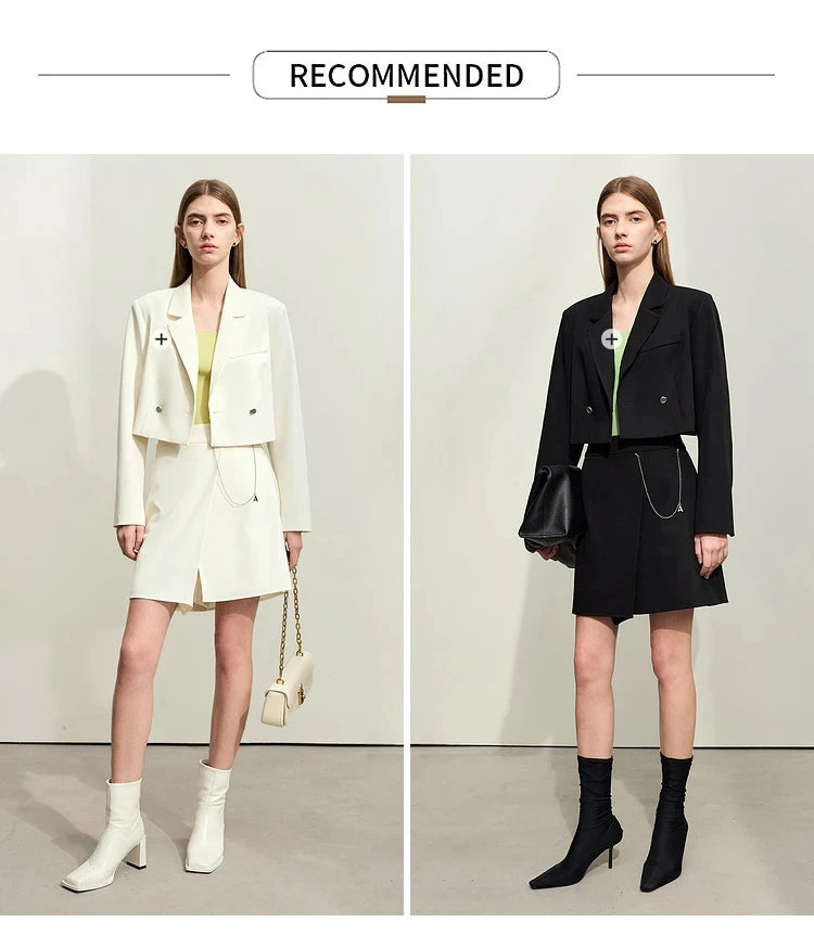 AMII Minimalism Casual Shorts Skirts Women High Rase 2024 Autumn New Fashion Commuter Lady Straight Blazer A-Line Skirt 12343035