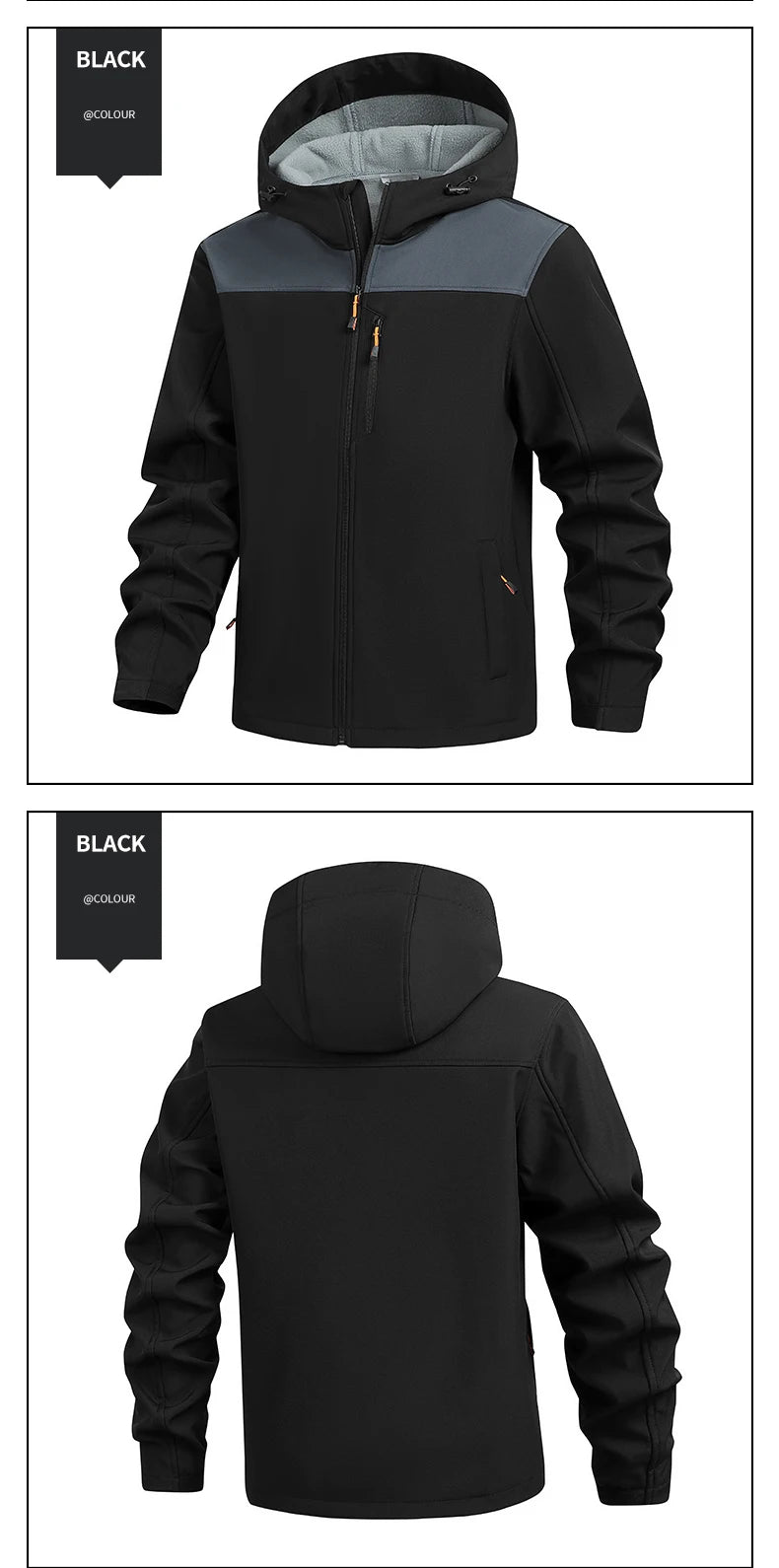 Jacket Coat Winter Soft Case Male Outdoor Sports Hooded Coat Multi-pocket Inside Fleece Casual Waterproof Windproof Sport Jacket.