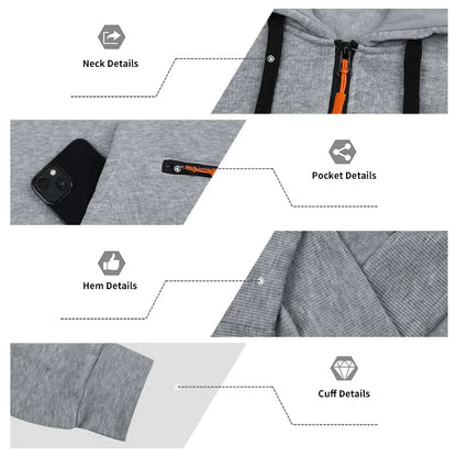 Men's Loose Fit Heavyweight American-Style Casual Sportswear Jacket fleece Lined Hooded Sweatshirt for Winter