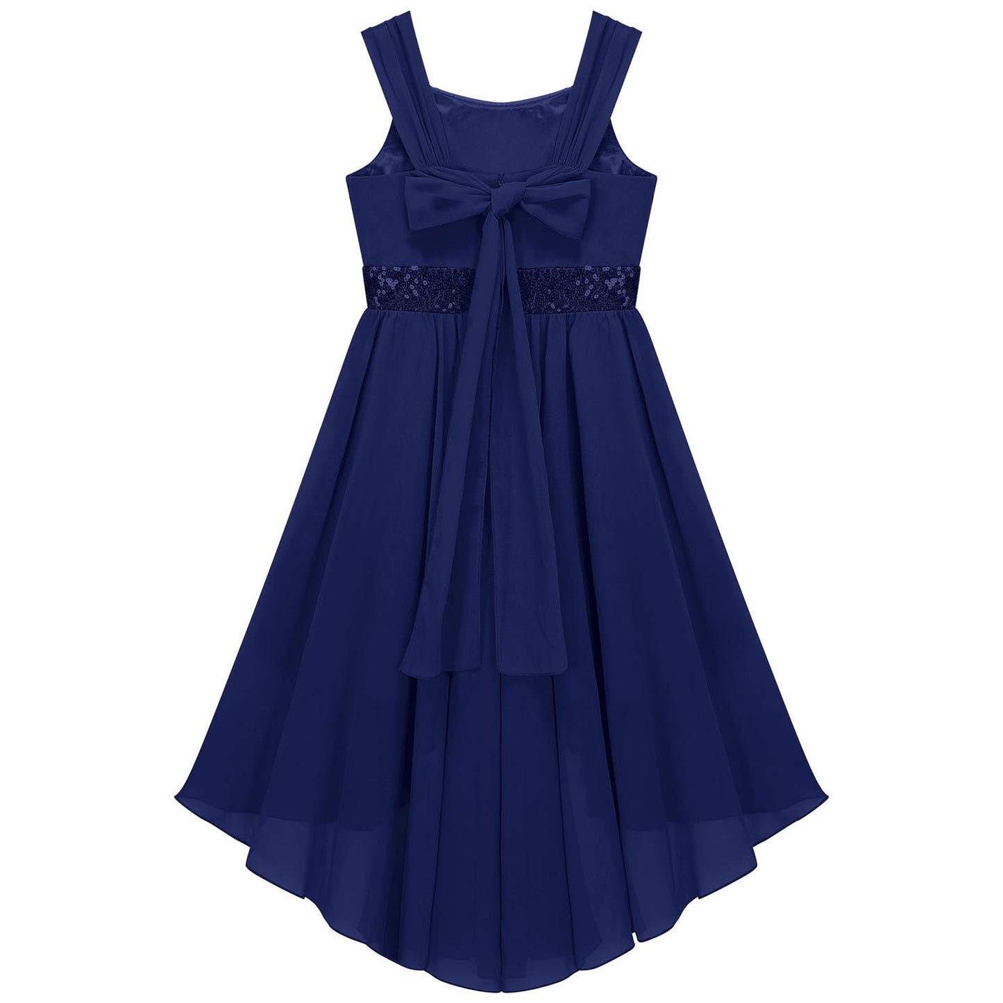 Kinder Blumenmädchenkleid Ärmellos Pailletten Hi-Low-Saum Abendkleid Elegantes Chiffon Prinzessin Geburtstag Formales Hochzeitskleid