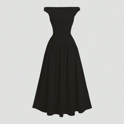 Mia Muse Kleider Sommer Französisch Einfarbig Asymmetrische Falten Ärmellose One-Shoulder Drapierte Midi Basics Kleider Für Frauen.