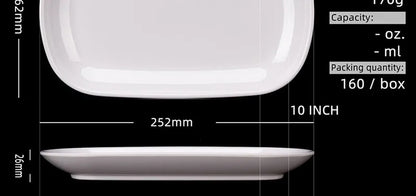 Rectangle Melamine Breakfast Plate Meal Dish Trays Imitation Porcelain Dessret Snack Dishes to Eat Kitchen Tableware 8-10 Inch.