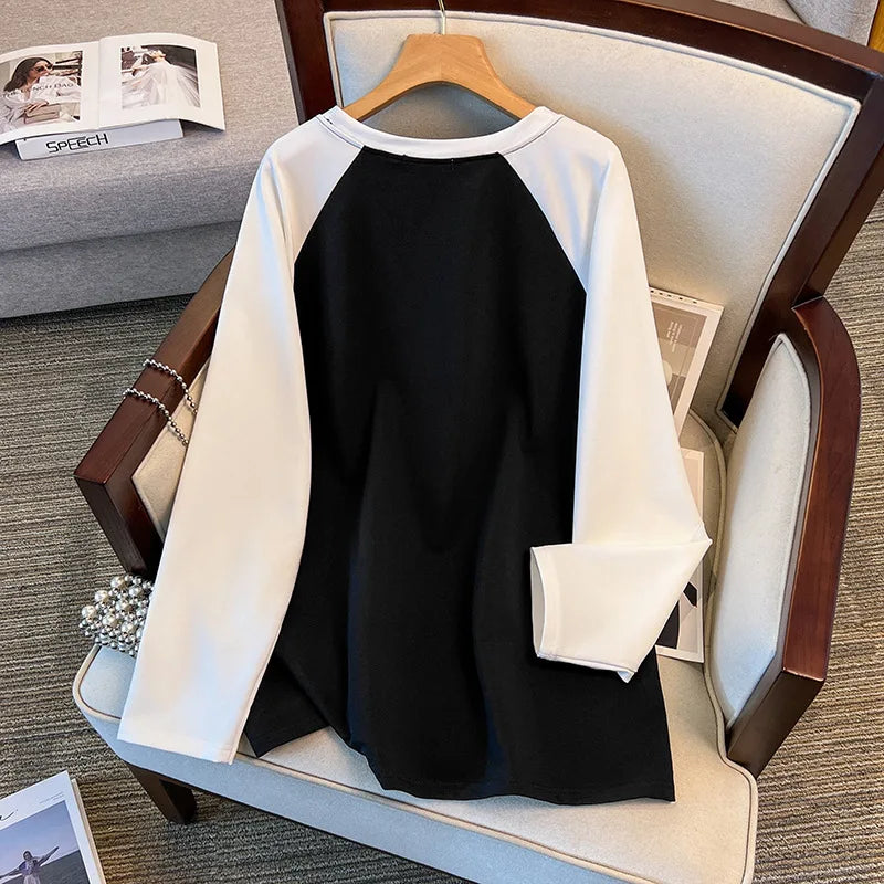 175kg plus size Damen büste Frühling Herbst lockeres Oberteil Rundhals bedrucktes Langarm-Sweatshirt 4xl 5xl 6xl 7xl 8xl 9xl.