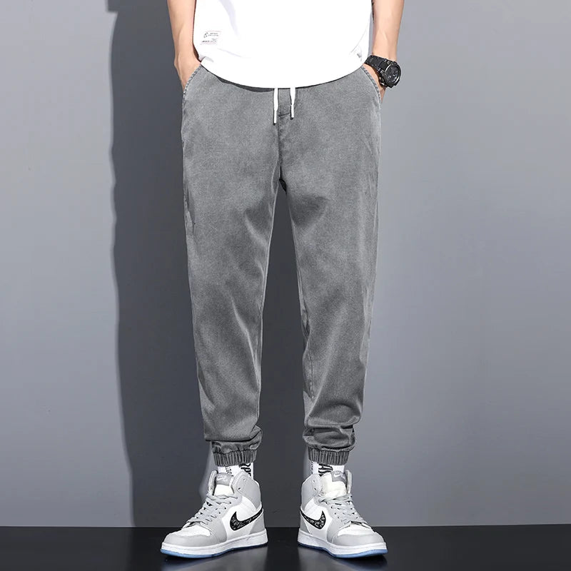 Men's Lyocell Loose Cuffed Tapered Pants 2025 Summer Autumn Comfortable Breathable Casual Long Pants Plus Size 5XL