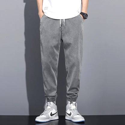 Men's Lyocell Loose Cuffed Tapered Pants 2025 Summer Autumn Comfortable Breathable Casual Long Pants Plus Size 5XL