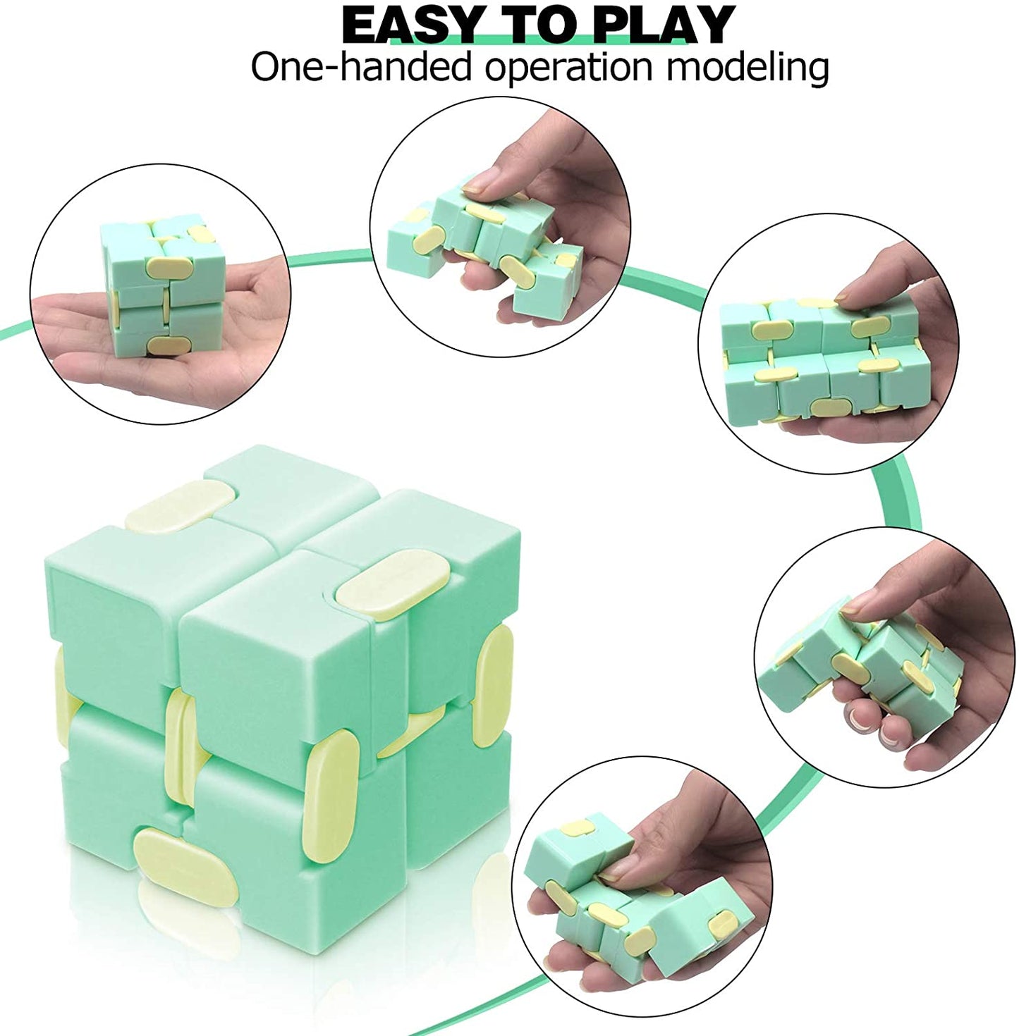 Infinity Cube Fidget Sensory Toy Mini Puzzle Cube Toy Stress Anxiety Relief Magic Puzzle Flip Toy for ADHD Autistic Kids Adult.