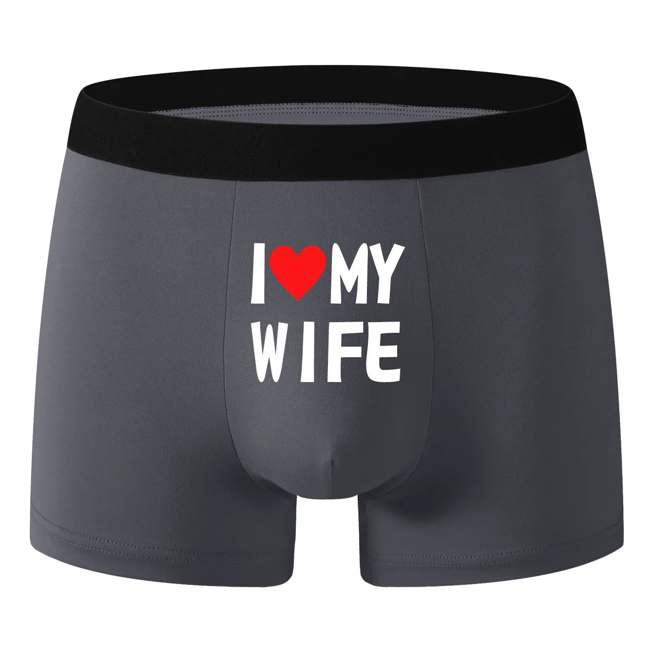 2PCS Herz Muster Männer Unterwäsche Schwarz Einfarbig Männer Boxer Mode Personalisierte Druck ICH Liebe Meine Frau Unterhose mann Geschenk