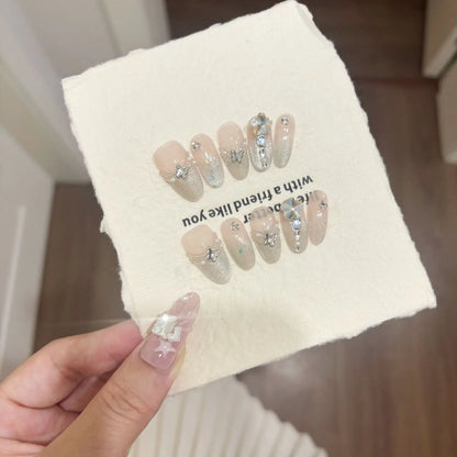 10Pcs Short Oval Handmade Press on Nails Cat Eye Fake Nails Simple False Nails Full Cover Nail Tips 네일팁 Накладные Ногти Uñas.