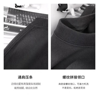 300gsm Heavy Weight Cotton T-shirt Long-sleeved T-shirt for Men Women Pure White Men's Blank Shirt Wholesale.