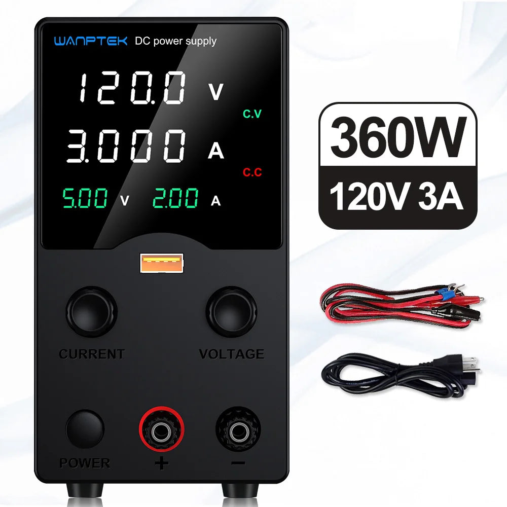 Wanptek DC Lab Power Supply 32V 62V 120V 160V Adjustable Switching Power Supply with 5V 2A USB Charging Display Regulator.