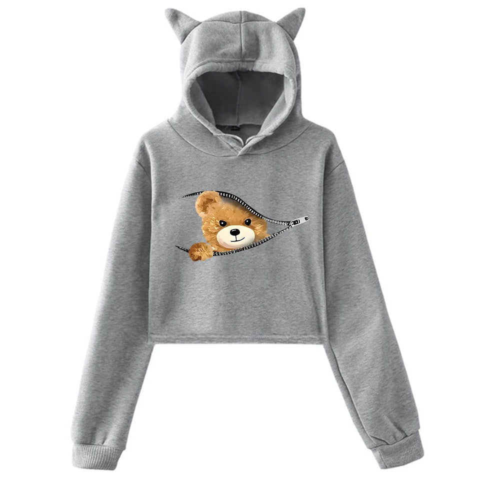 Plush Girl Pullover Tops Family Hoodie long sleeves Hip Hop Sweatshirt sportswear Personality Bear Trends 2YK Hoodies Autumn.