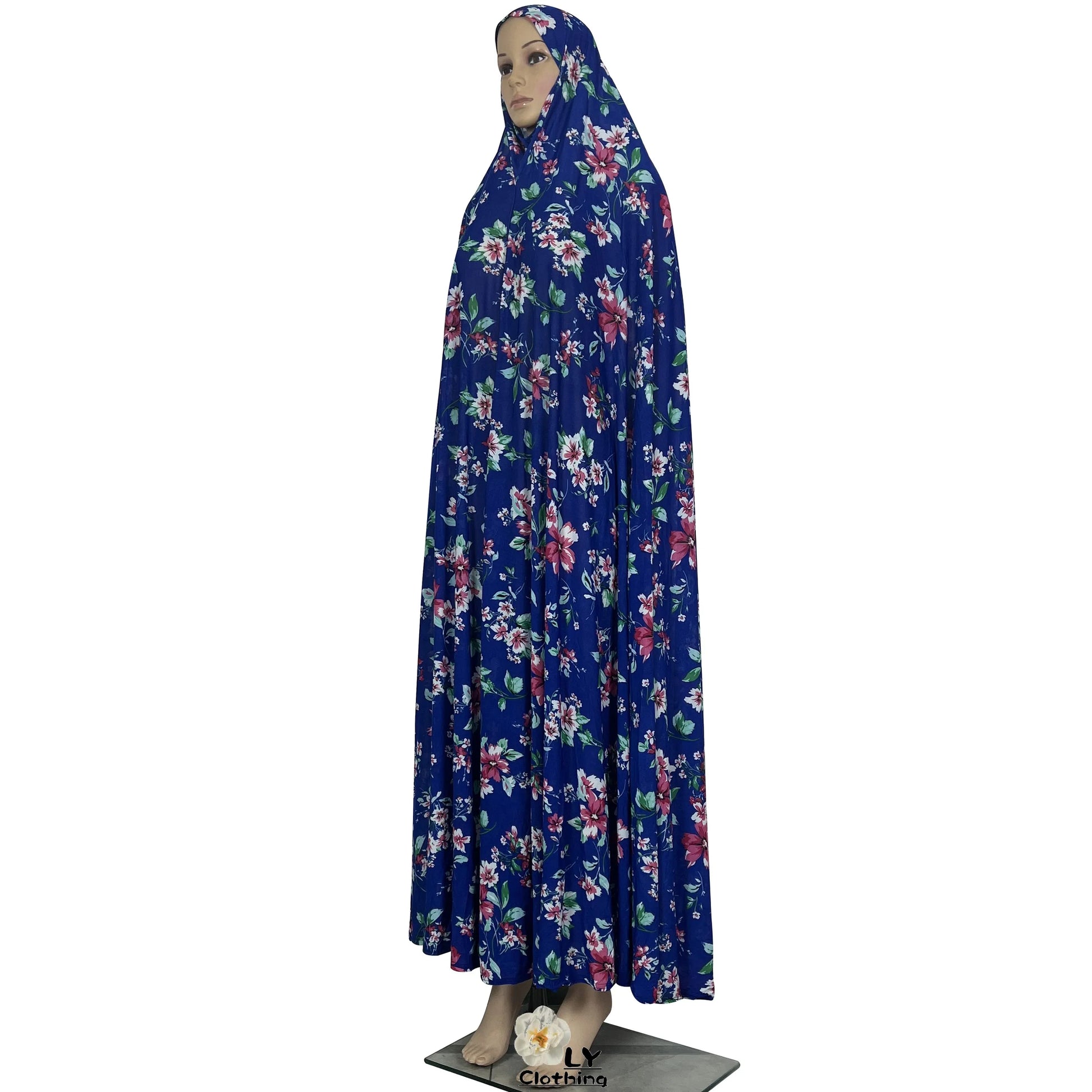 New Dubai Islamic Robe Ramadan Womens Hooded Abaya African Sleeveless Loose Soft Prayer Garment Muslim Floral Dress With Hijab.
