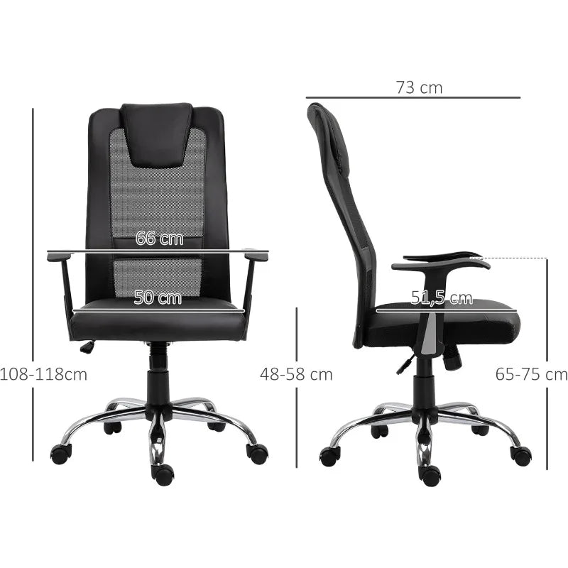 Vinsetto Bürostuhl Drehstuhl höhenverstellbar Chefsessel Schreibtischstuhl ergonomisch PU schwarz 66 x 73 x 108-118 cm